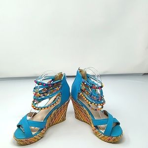 Ladies Size 5 Jeweled Anklet Platforms